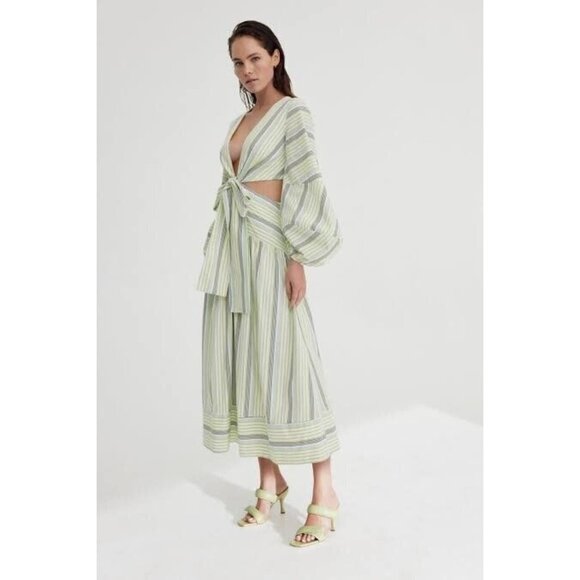 NWT! SIGNIFICANT OTHER Nola Maxi Dress in Avocado Stripe Size 6 - Picture 3 of 16